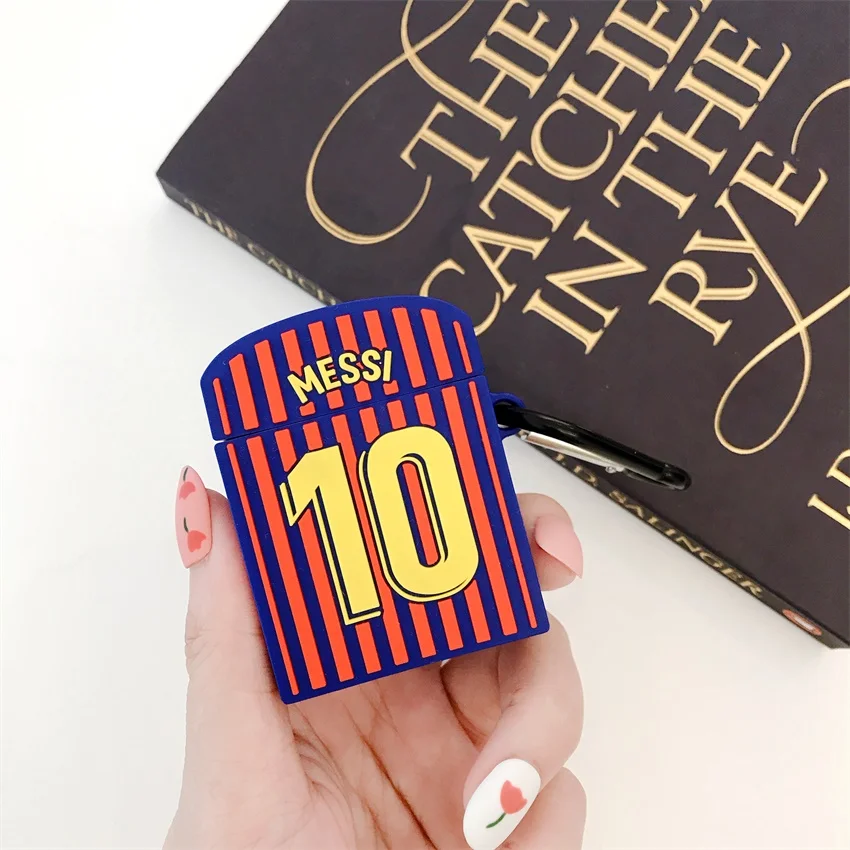messi 1 Messi 10 Футбол Airpod для Apple iPhone Airpod защитный чехол Противоскользящий брелок беспроводной наушник противоударные крышки - Цвет: messi 1