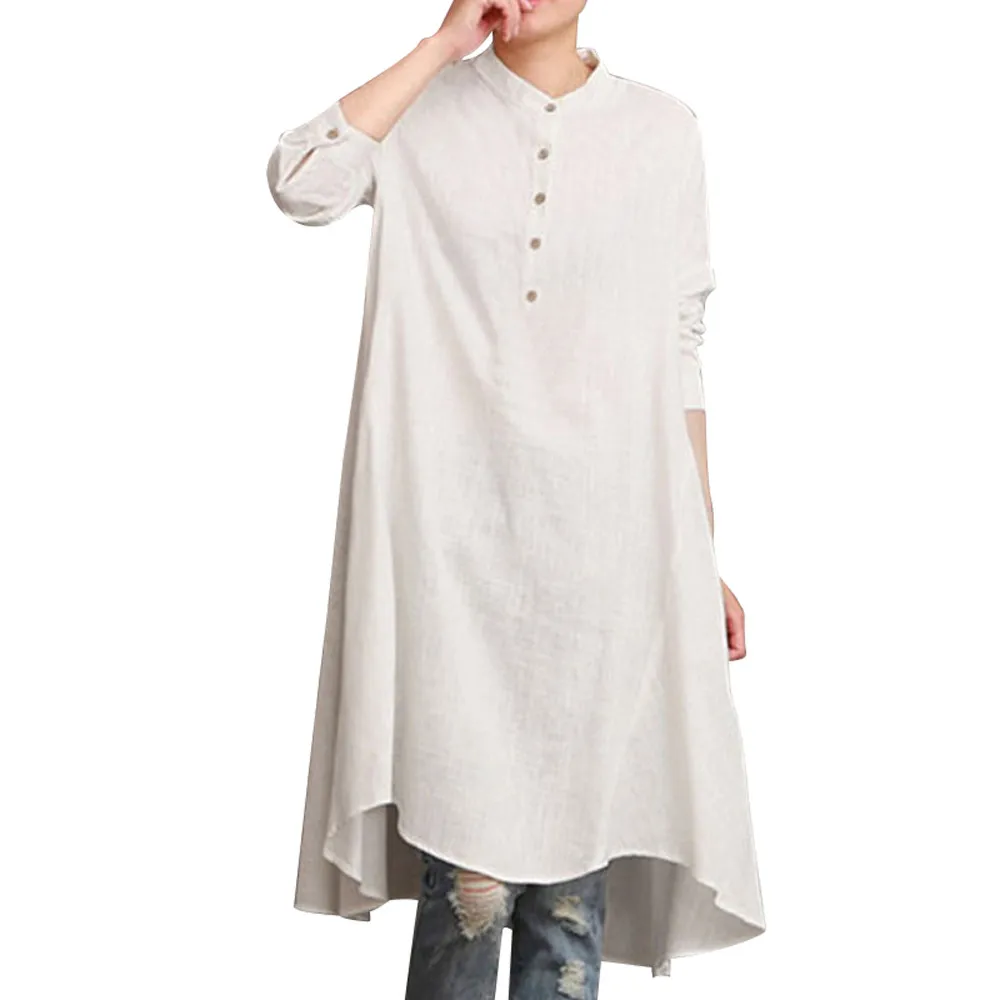 CHAMSGEND long sleeve woman shirts Cotton Blend women's blouse Kaftan Long Sleeve Loose Blouse Tops Shirt Baggy Pullover | Женская