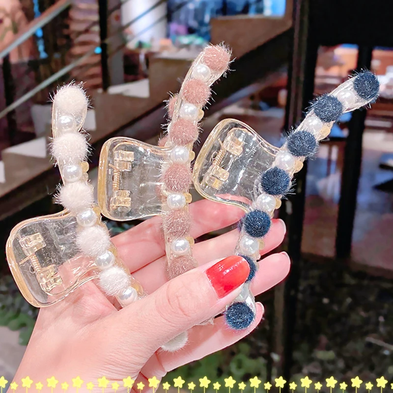 12 видов стилей жемчуг и меховыми помпонами Заколка для волос когти с