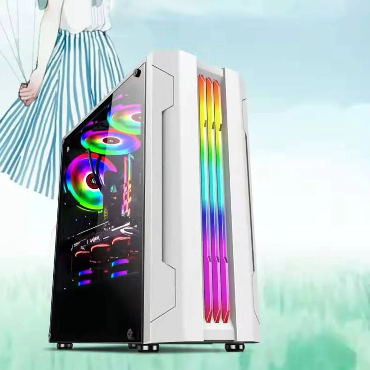 Чехол для поликарбоната с акриловой боковой платой светильник Rgb 3SSD 1HDD ATX/MATX/ITX 8