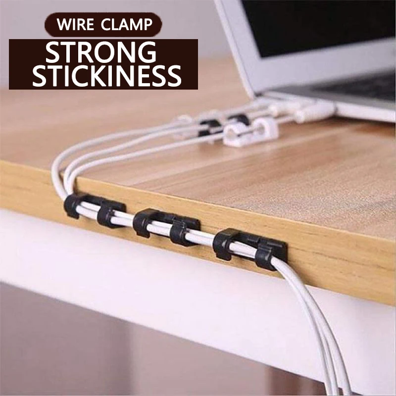 

20pcs Finisher Clamp Self-adhesive Wire Organizer the desktop Cable Clip Buckle Clips Ties Fixer Fastener Data Telephone Line
