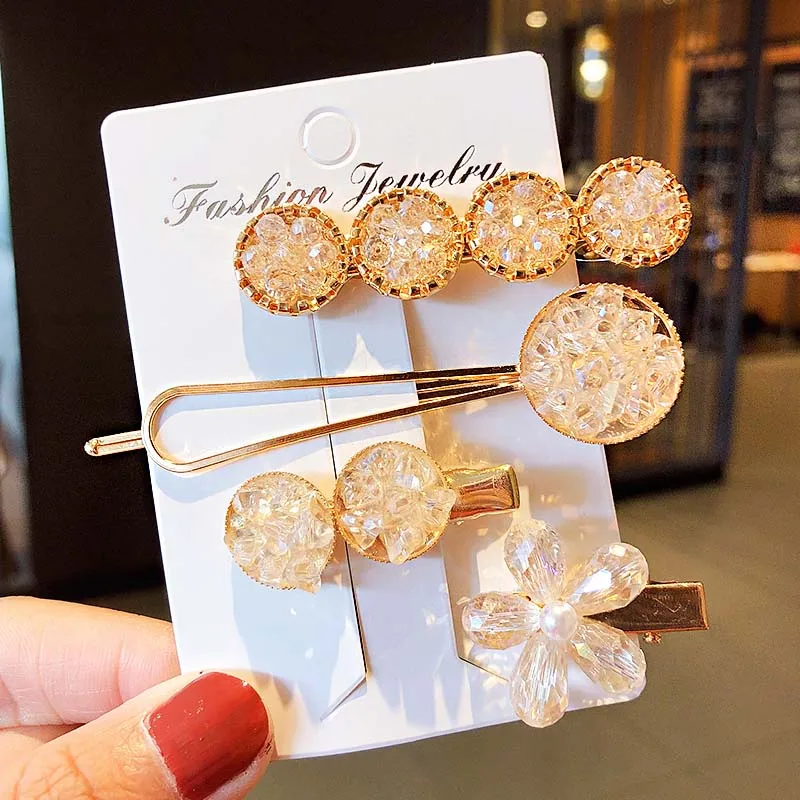 4 шт./компл. новые женские роскошные круглые заколки для волос с кристаллами и