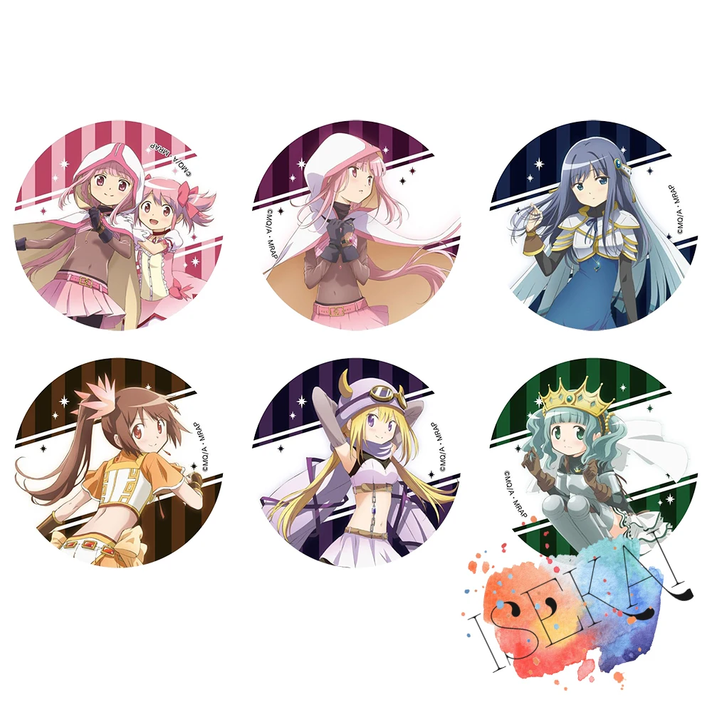 Magia Record Game Badge Madoka Magica Anime Kaname Madoka Felicia Yachiyo Tsuruno Sana Metal Badge Brooch Pins