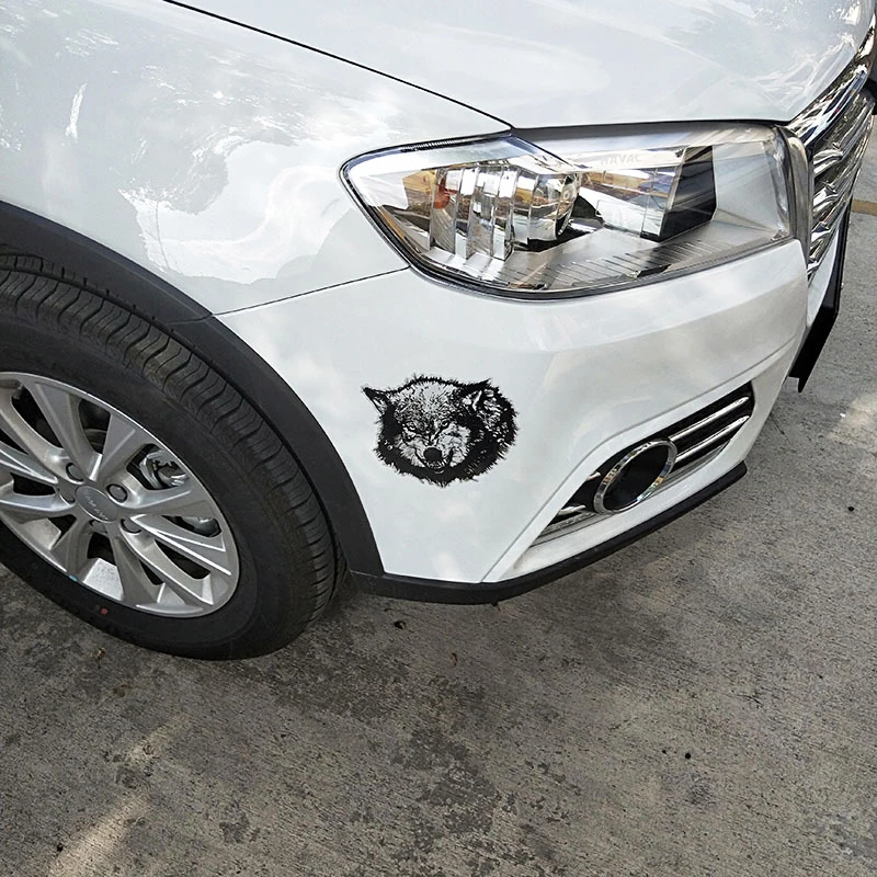 

16*15.3CM Vinyl Reflective Hungry Wolf Car Styling Scratches 3D Waterproof Windshield Motorcycle Accessories