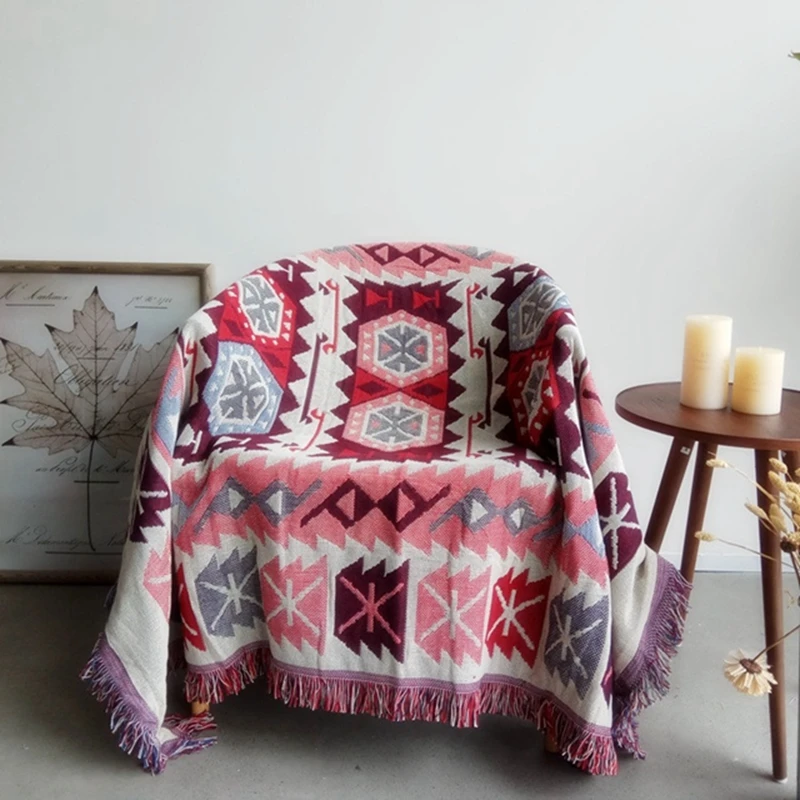 Многофункциональное покрывало для кровати двухстороннее хлопковое Тканое