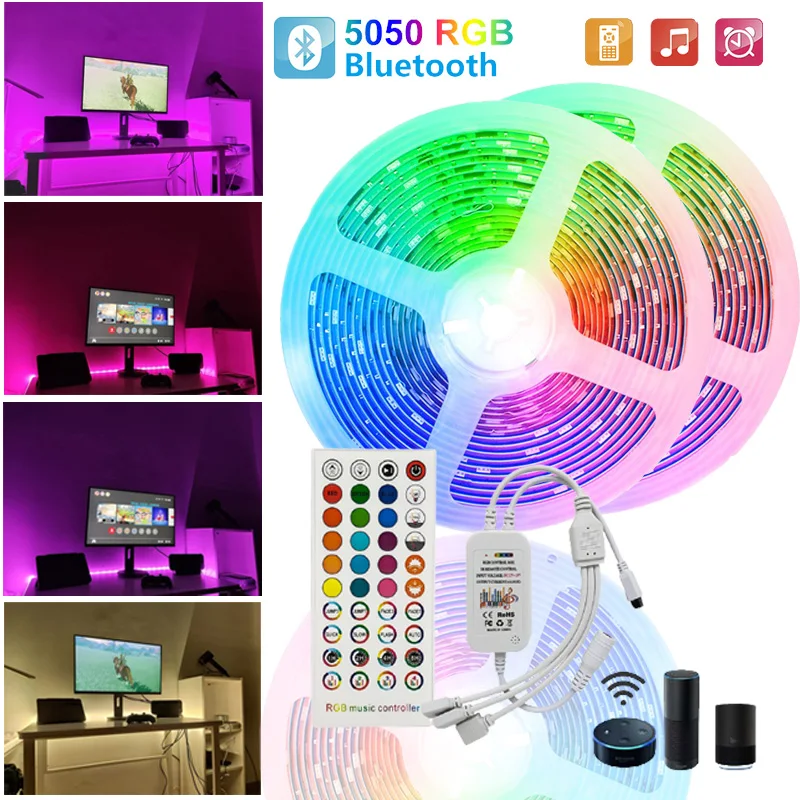 LED Strip Light RGB 5050 Smart Music Ambient Lighting New 40 keys Control Colorful Neon light for Room Decor Party TV Backlight