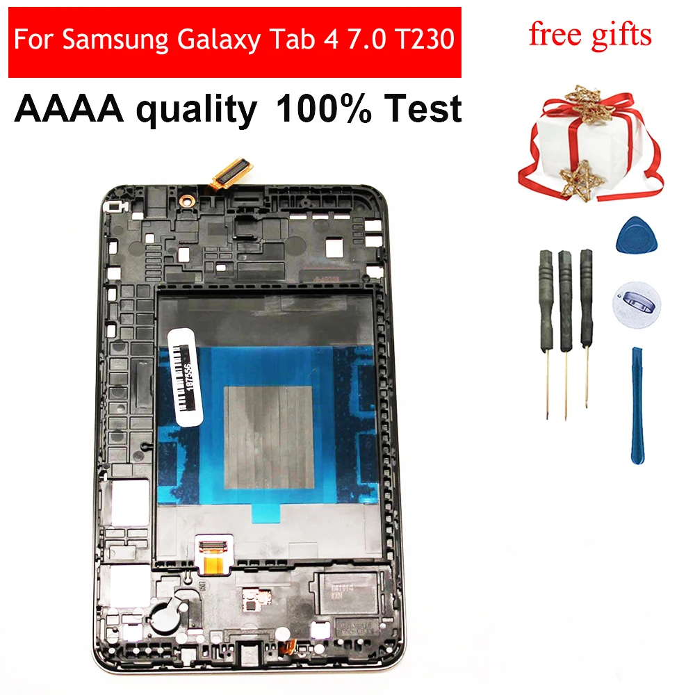 ЖК-дисплей для samsung Galaxy Tab 4 7,0 T230 SM-T230 сенсорный экран дигитайзер стекло+ ЖК-дисплей панель с рамкой