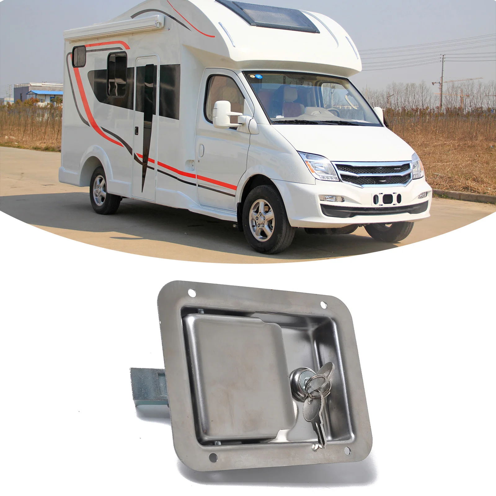 

Vingtank Trailer Lock RV Door Lock Widely Used Stainless Steel Door Latch with 2 Keys for RVs Motorhomes Travel Trailers Toolbox