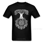 Футболки, мужская футболка Yggdrasil Tree of Life, футболка, черно-белые футболки на новый год, 100% хлопок, круглый вырез, 3D принт, уличная одежда