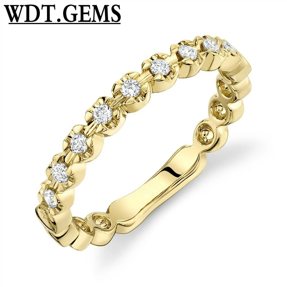 

Stackable Diamond Ring 10K White Gold Womens Round Cut Band Natural 0.17ct