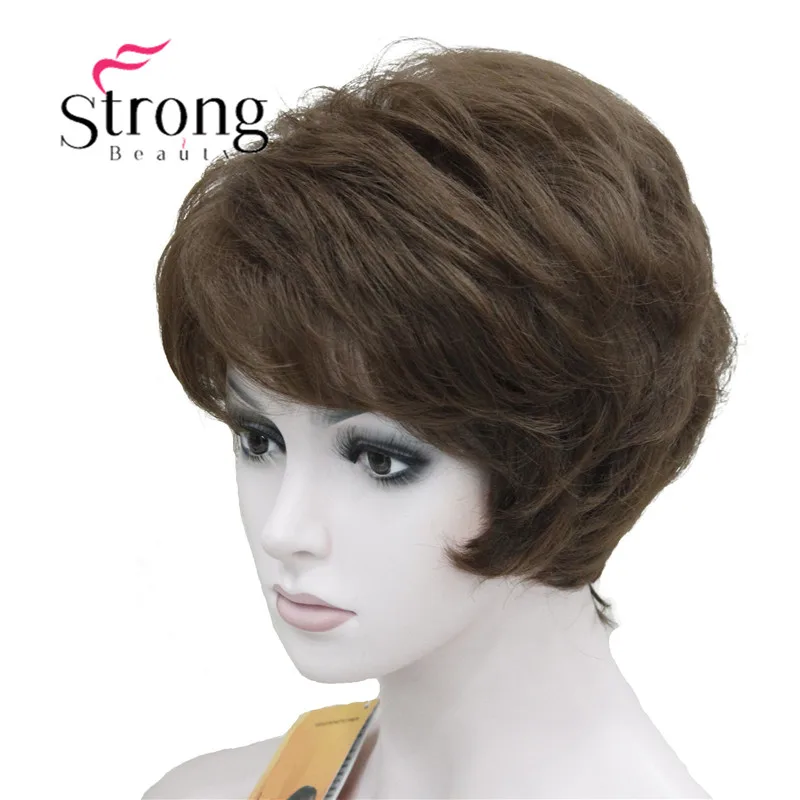 StrongBeauty женские парики пушистые естественные кудрявые короткие синтетические волосы Полный парик 11 цветов
