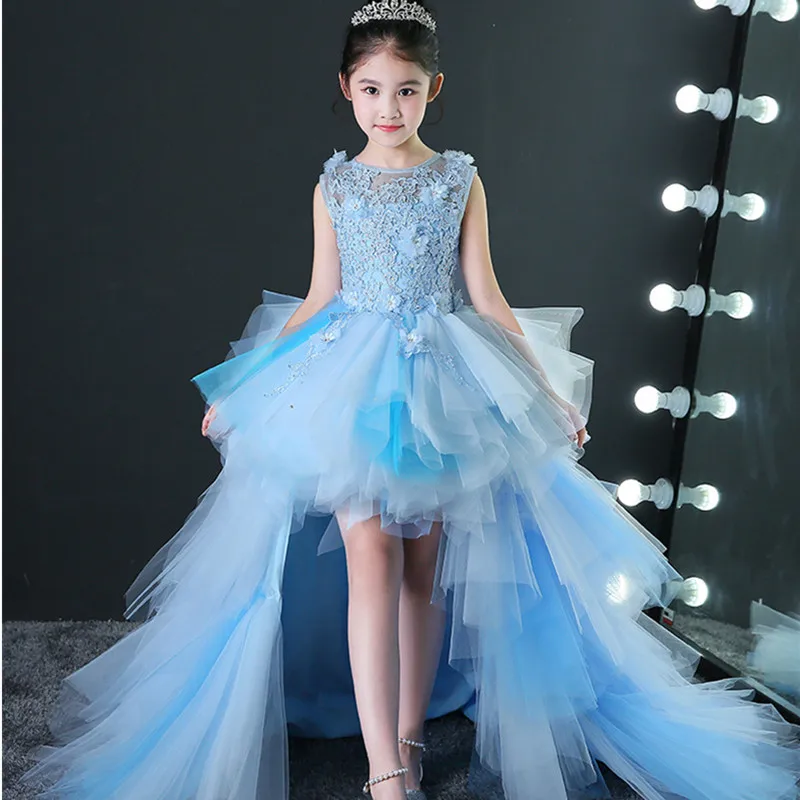 Платья для девочек с цветочным принтом кружевные бисером пышные свадьбы первого