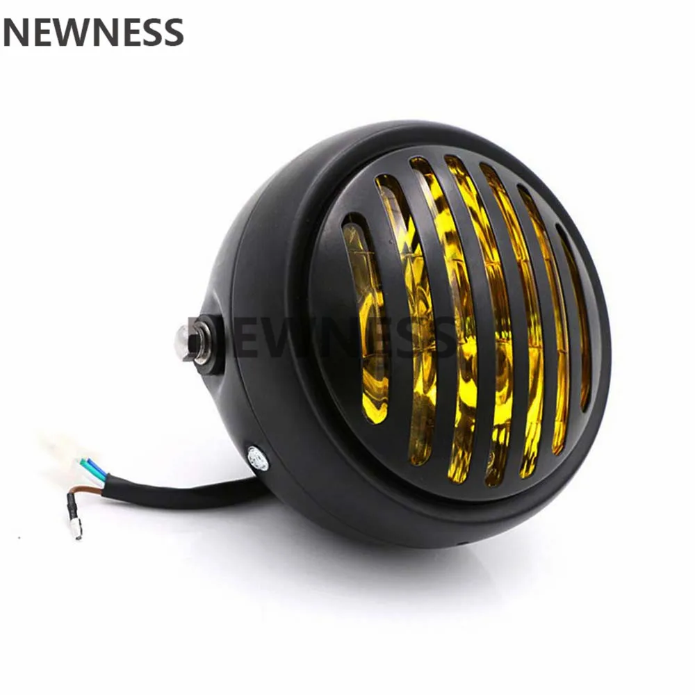 Винтажный светло желтый мотоциклетный гриль 6 5 дюйма передняя фара с боковым