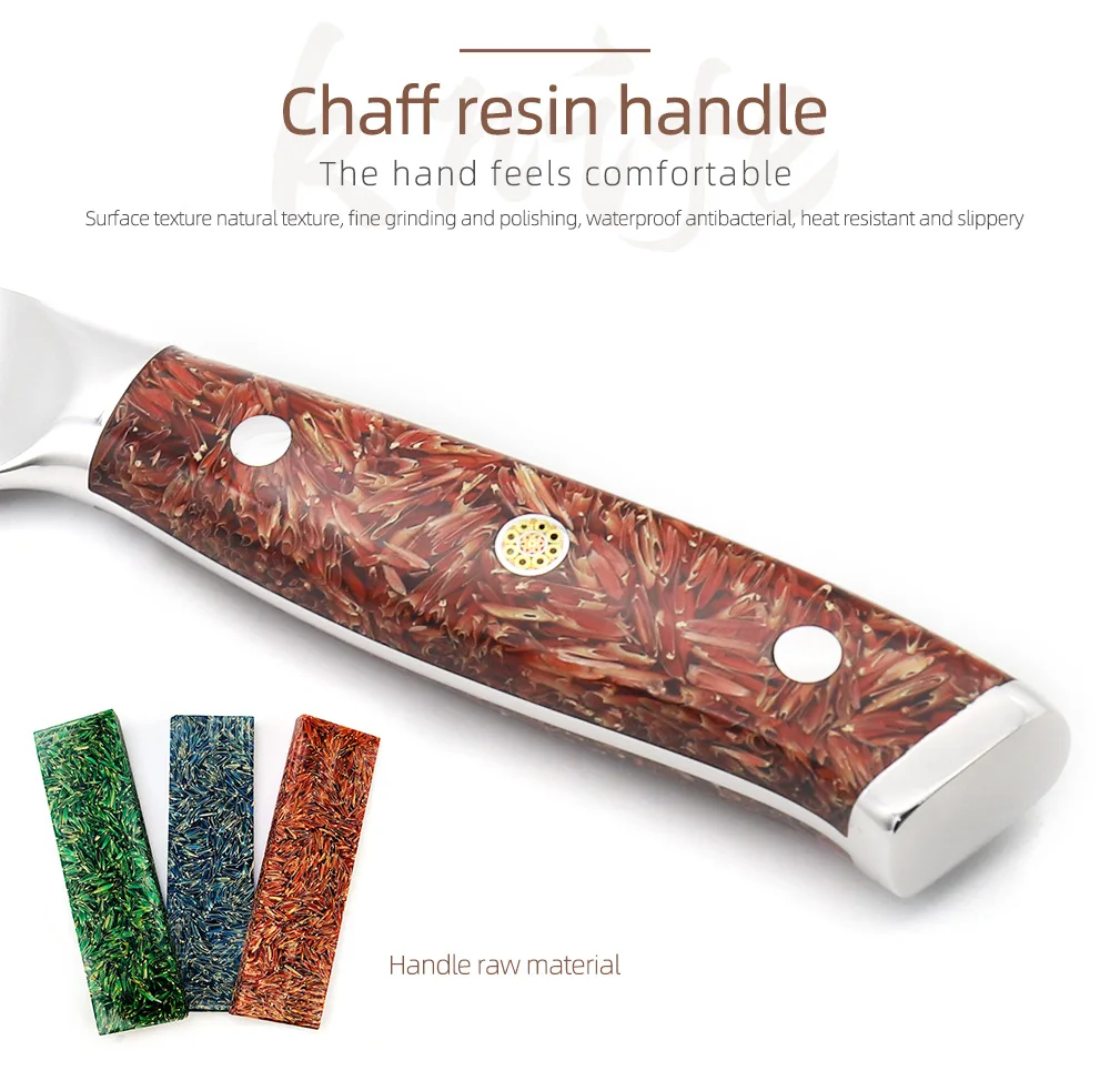 

Damascus 8'' Chef Knife Japanese VG10 Core Steel Blade Kitchen Knives Red Chaff Resin Handle Sharp Meat Vegetable Cutter Tools