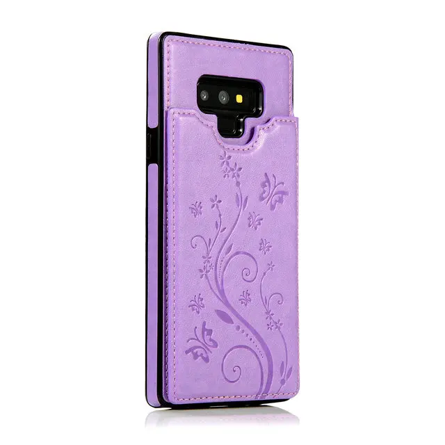 Роскошный кожаный чехол для samsung S9Plus чехол S10Plus Note9 чехол для Note 9 Galaxy S10 S9 S8 Etui для samsung Note 10 Plus чехол S10E - Цвет: Purple Pattern