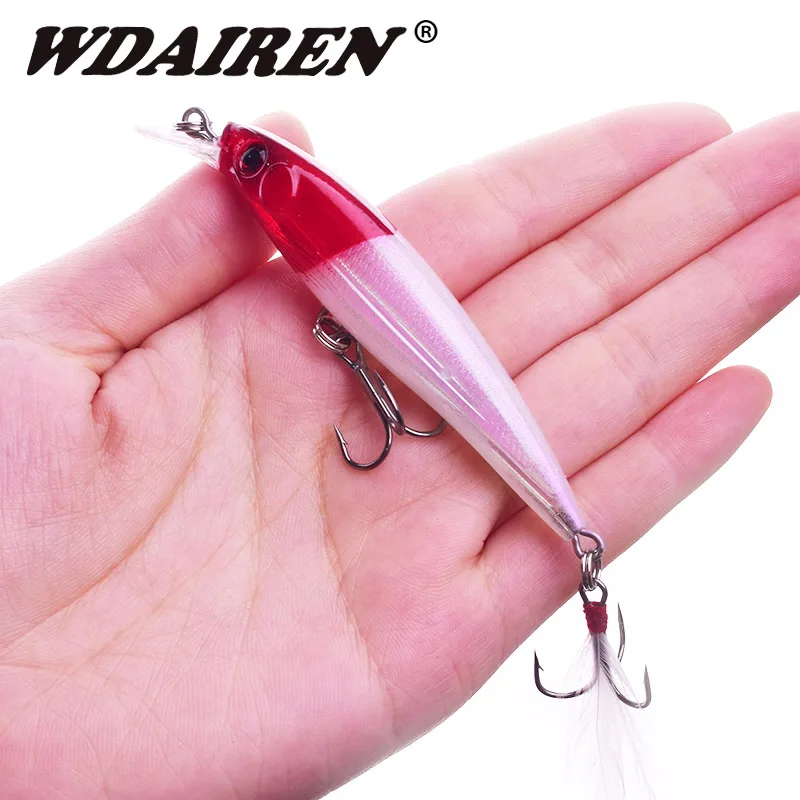 1 шт. блесна рыболовные приманки Воблеры Crankbait 9 см 7 2 г с перьевыми крючками