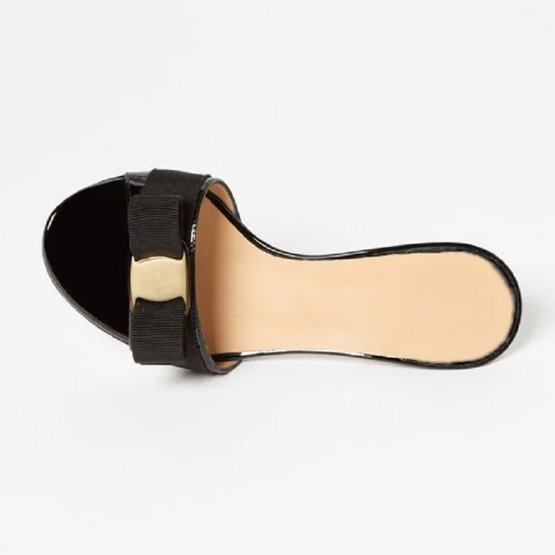 Шлепанцы женские из лакированной кожи с бантом размеры 4-16 | Обувь