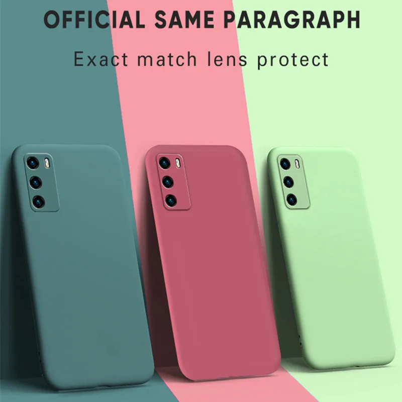 Чехол карамельного цвета для телефона Huawei P30 Lite P40 Pro жидкий силикон однотонный