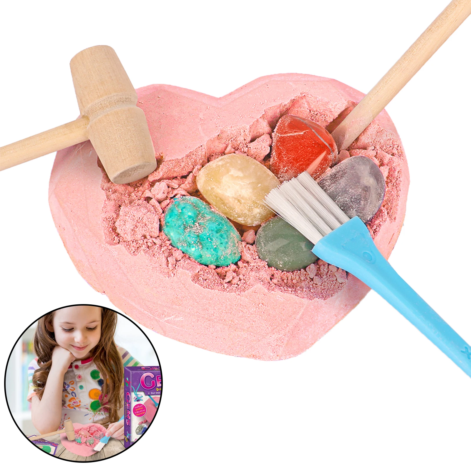 

Gemstone Unearth Kit with 6 Gems Educational Toys for Kids Teens Boys Girls