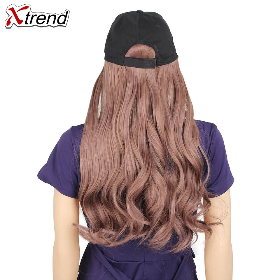 Xtrend Baseball Hat With Wavy Hair Extensions cap with hair for sassy sporty girl Long Synthetic extension