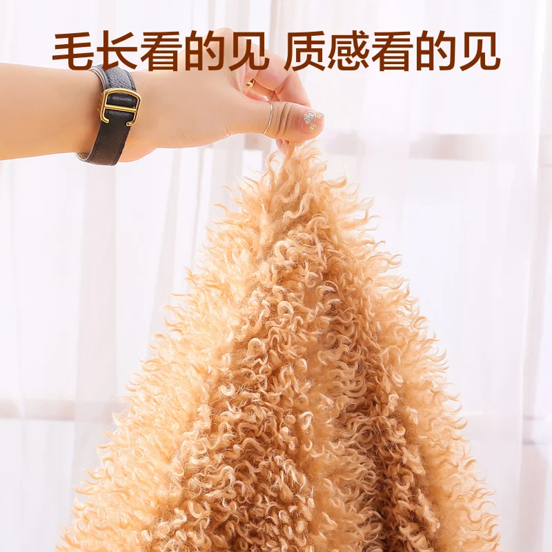 Желтый белый утолщенный длинный кудри из овчины супер Мягкая Искусственная