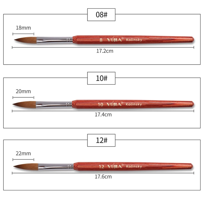 Акриловая кисточка для ногтей Kolinsky набор ручек рисования Красная деревянная