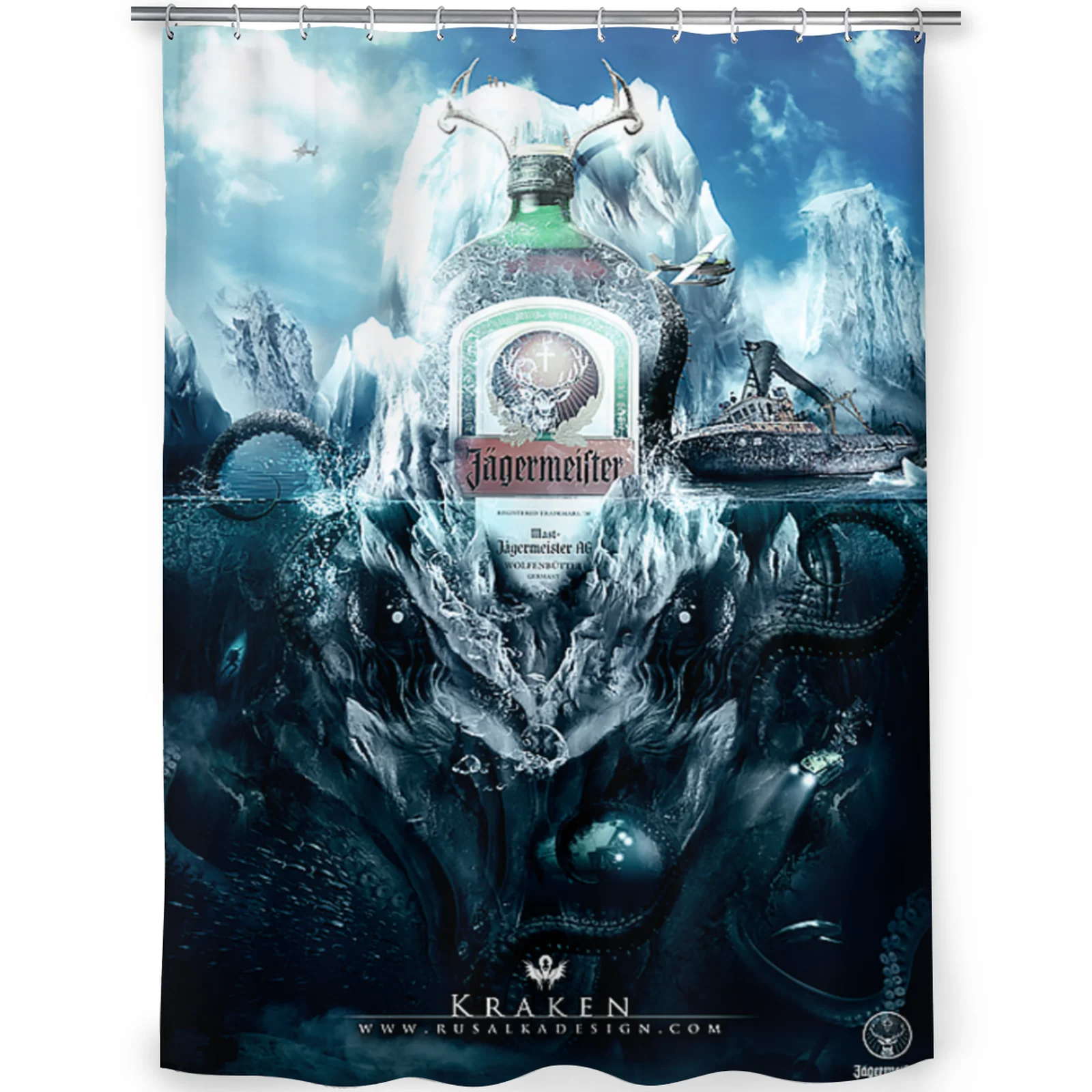 

Bathroom Shower Curtain 3D Waterproof And Mildew Proof Jagermeister Pattern Environmentally Friendly Toilet Curtain_ygyl08