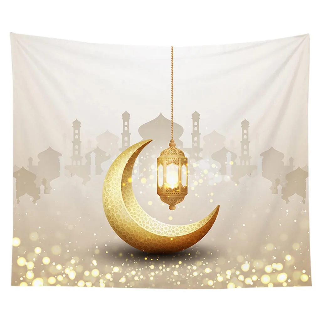 

Ramadan Kareem Tapestry Moon Star Eid Mubarak Religion Festival Wall Hanging Tapestries for Living Room Bedroom Decor