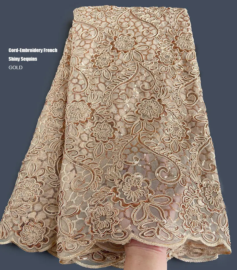 Тяжелый шнур вышивка французское кружево Блестящие Блестки африканская