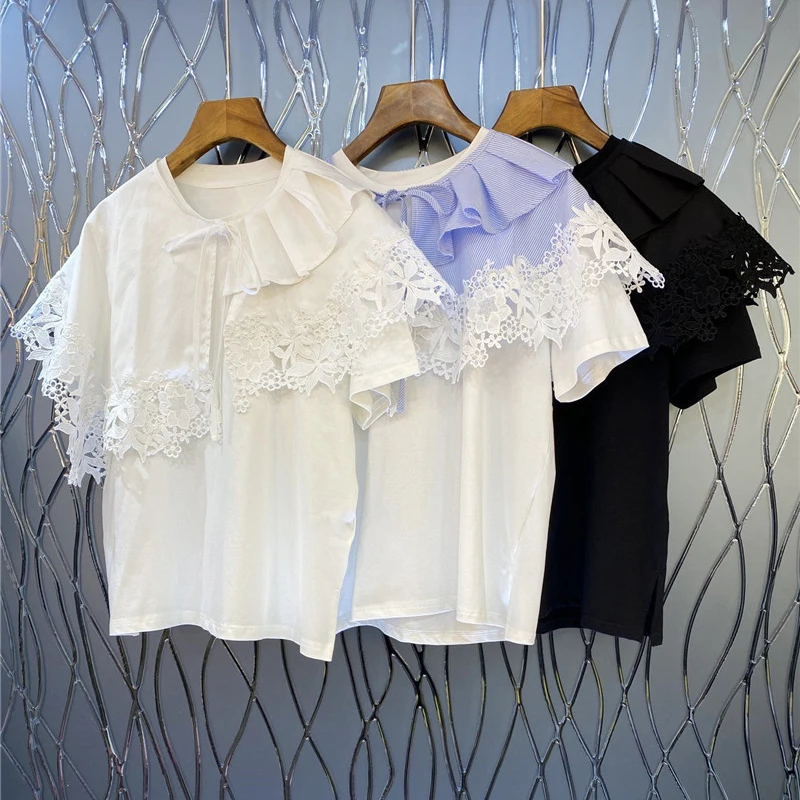 

Casual Joker T Shirts For Women O Neck Short Sleeve White Embroidery T Shirt Female Fashion New Clothing Summer