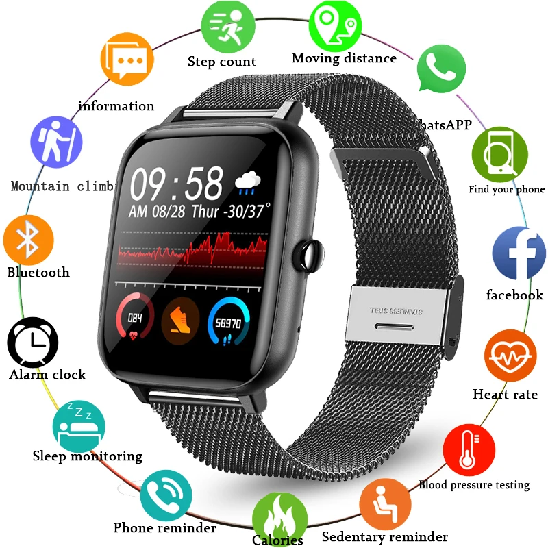 

LIGE Smart Watch Men Sports Waterproof Fitness Tracker Heart Rate Blood Pressure Monitor Bluetooth Call Smart Bracelet For Women