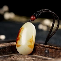 natural white hand carved seed material original stone shape pendant fashion jewelry mens and womens white jade necklace