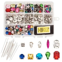 180260 pcsbox sew on glass rhinestone with needles brass prong settings findings for diy jewelry making garments accessories