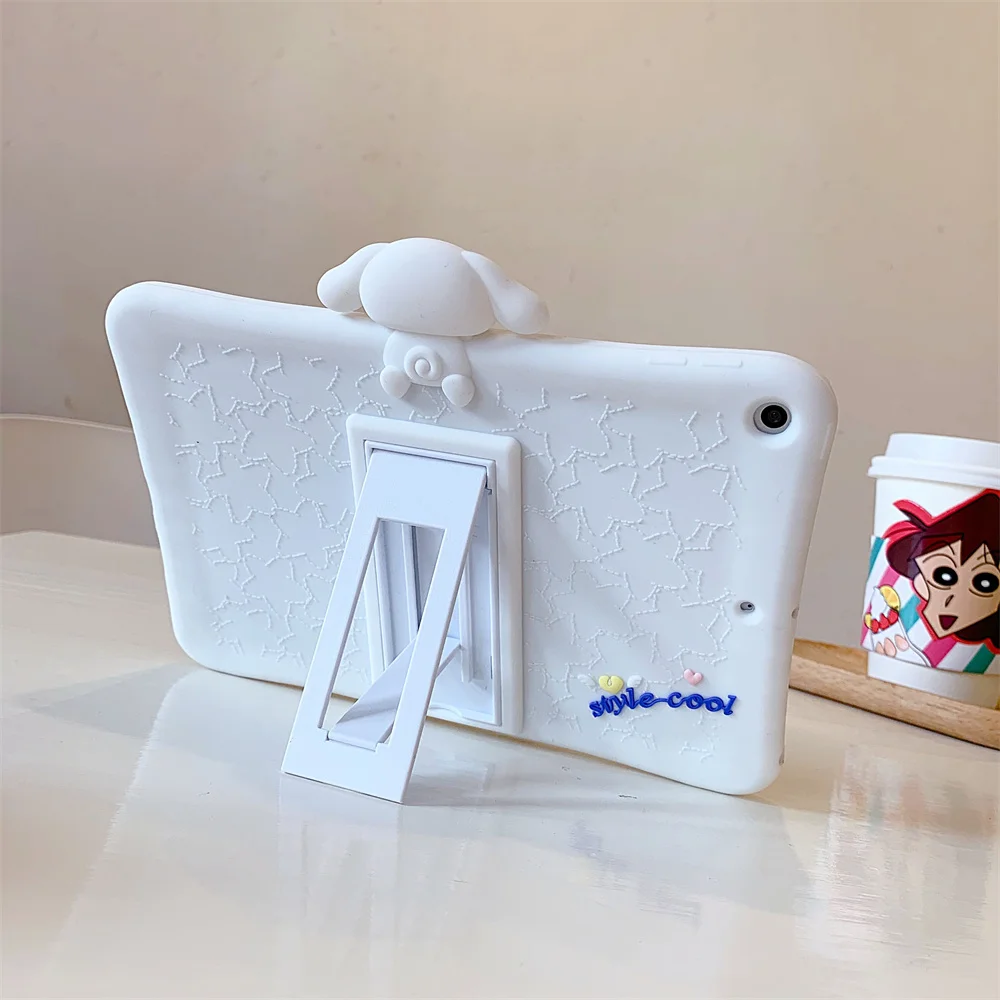 

Cute Silicone Carton BIg Ear White Dog Tablet Case For IPad Mini Air 2 3 4 10.9 7th 8th 10.2 9.7 2017 2018 Cover With Holder