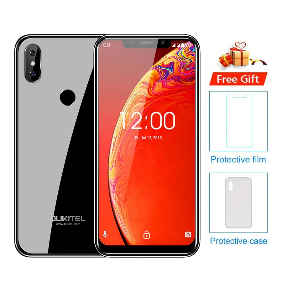 Black OUKITEL C13 Pro 5G/2,4G wifi 6,1" 19:9 Android 9,0 MT6739 четырехъядерный 2 Гб 16 Гб отпечаток пальца 4G LTE смартфон для распознавания лица мобильный телефон - Цвет: Black