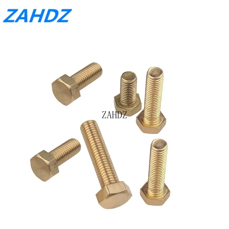 5/10Pcs DIN933 M4 M5 M6 M8 Brass Screws Copper Bolts DIN933 Hexagon Head Screws Threaded Up To The Head