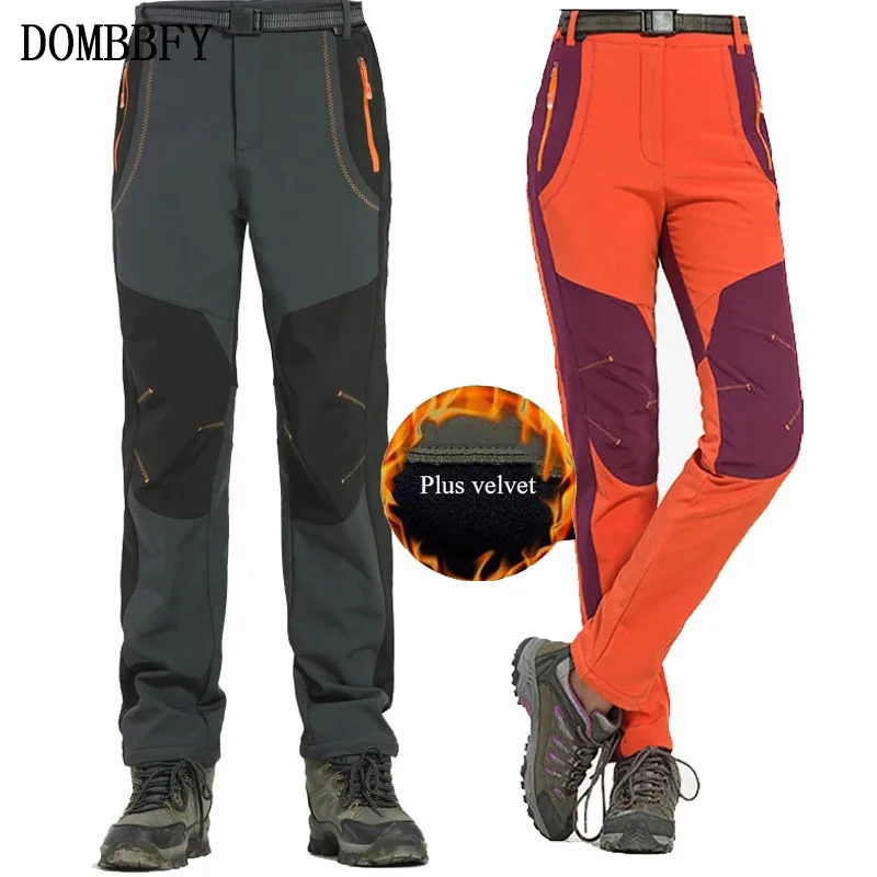 Осенне-зимние плотные флисовые брюки для мужчин и женщин уличные теплые