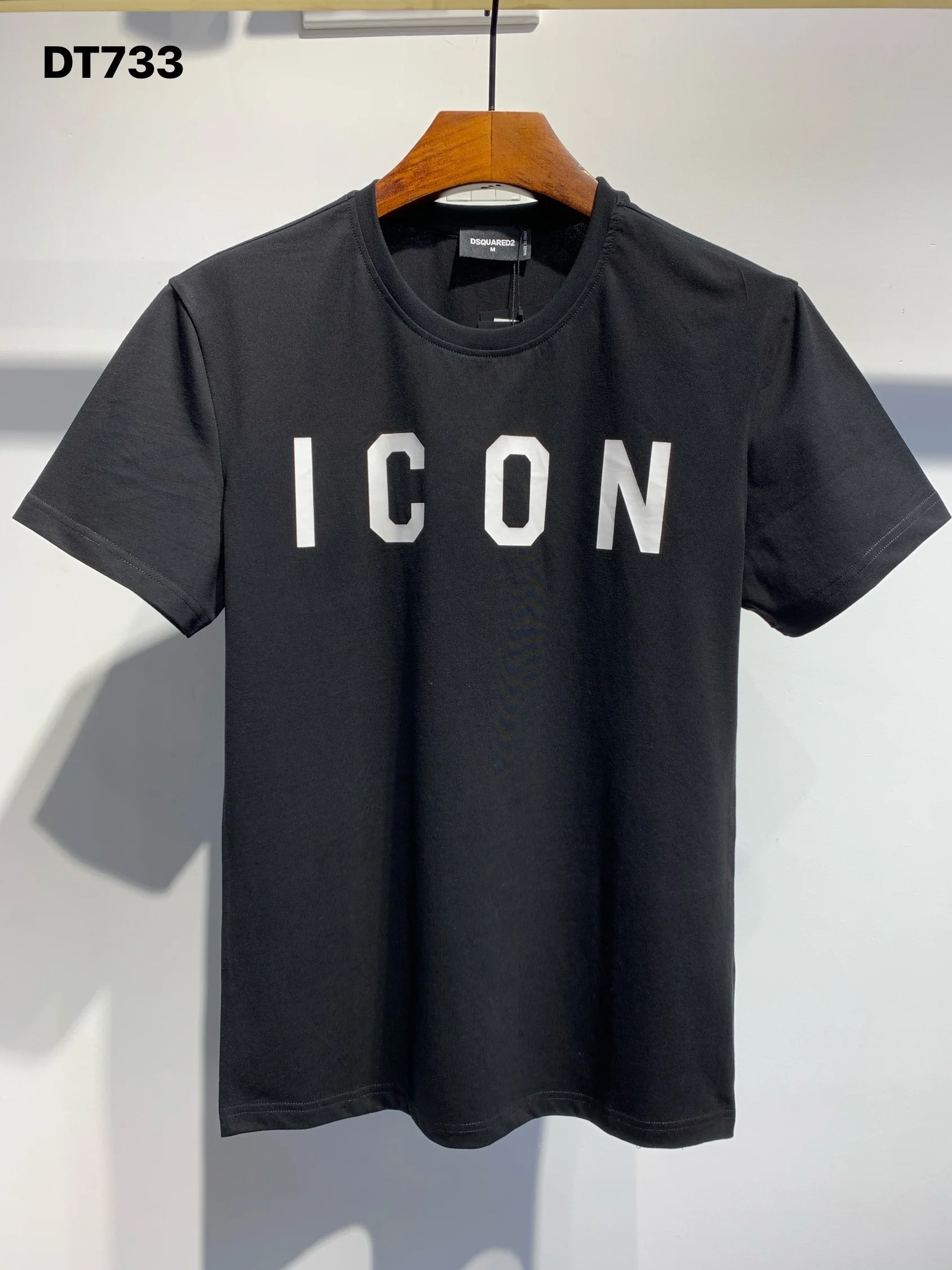 

Стильная летняя мужская футболка бренда dsq, хлопковая Повседневная футболка с круглым вырезом, эластичная футболка с короткими рукавами, бе...