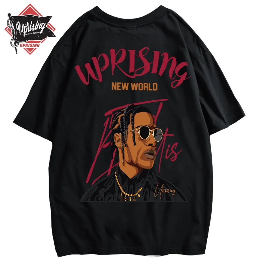 Восстание футболка рэп уличные Танцы топ в стиле хип хоп свободные с круглым