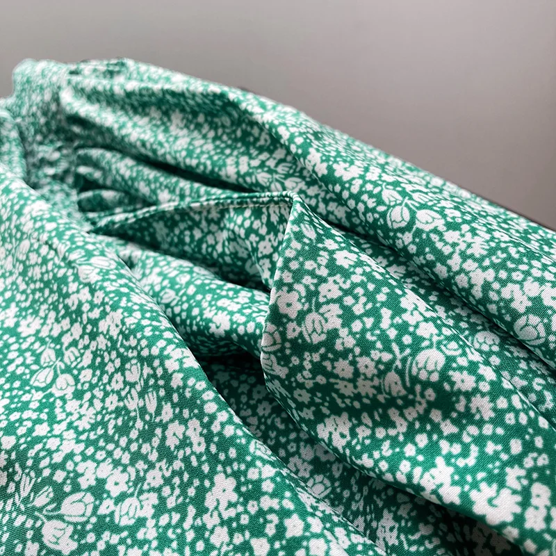 

Women Elegant Green Printed Lantern Sleeve Maxi Dress Casual V-Neck Loose A-line Long Chiffon Dresses Beach Holiday Summer 2021