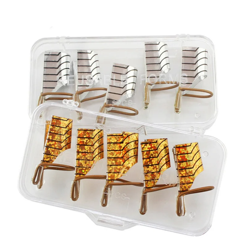 5 шт./компл. дизайн ногтей многоразовые формы для УФ гель серебро/золото Типсы