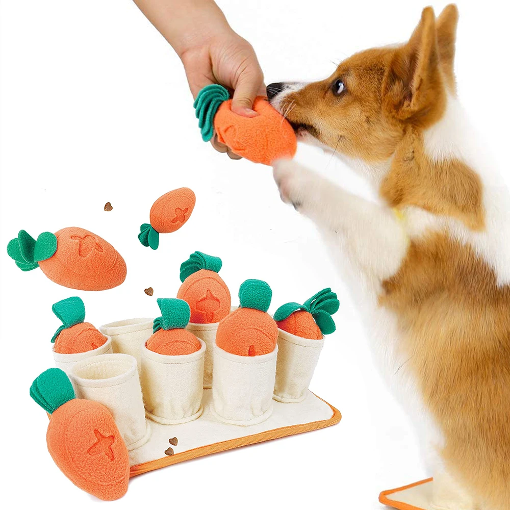 

Plush Carrot Dog Toys Snuffle Mat Slow Dispensing Feeder Mat Pet Puzzle Puppy Training Games Interactive Toy Pet Supplies