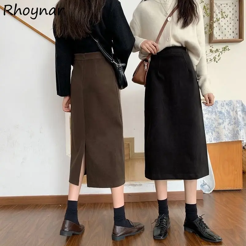 

Юбка Женская шерстяная, дизайнерская универсальная приталенная, в стиле Слим, для подростков, элегантная Минималистичная одежда, осень-зима