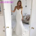 Женское пляжное свадебное платье ANJURUISI, шифоновое платье на тонких бретелях, простое пикантное свадебное платье невесты 2020