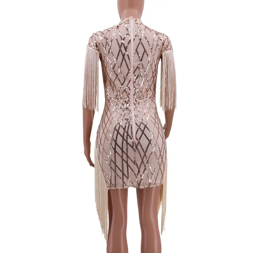 Женское летнее модное сексуальное платье с бахромой однотонное элегантное для