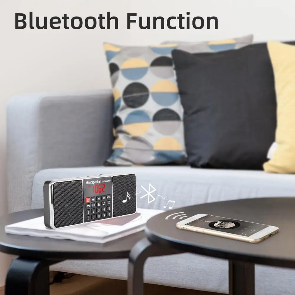 PRUNUS цифровое портативное радиоприемник FM AM приемник Bluetooth стерео динамик TF/SD карта MP3-плеер USB привод громкой связи вызов светодиодный экран