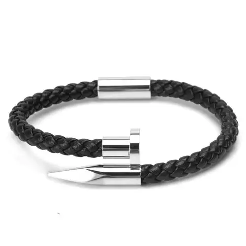 

Mens bracelet gold bangles leather titanium steel nail couple bracelets bangles fashion bracelet men bracelets