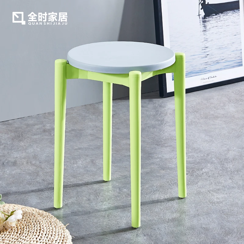 

Simple Stool Plastic Round Stool Household Low Stool Nordic Fashion Creative Thick Stool Foldable Dining Stool