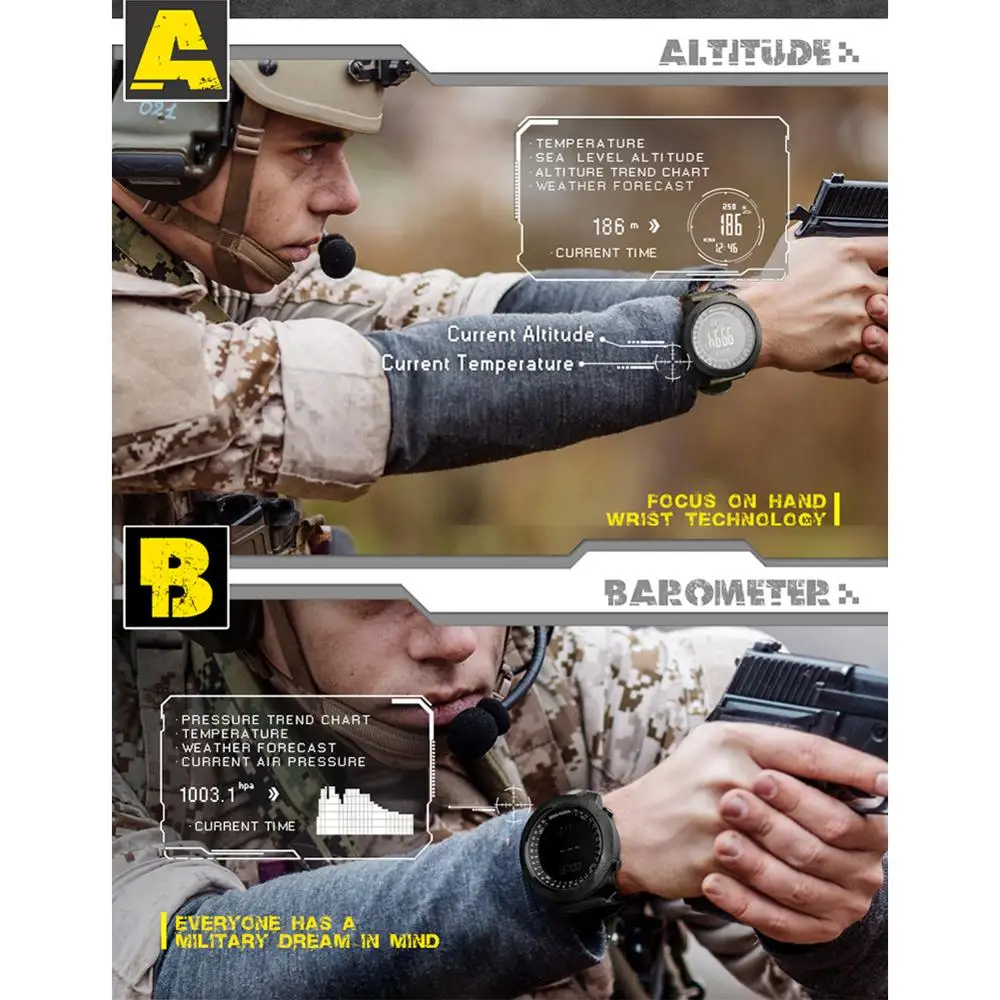 Стильные спортивные цифровые часы NORTH EDGE многофункциональные армейские для