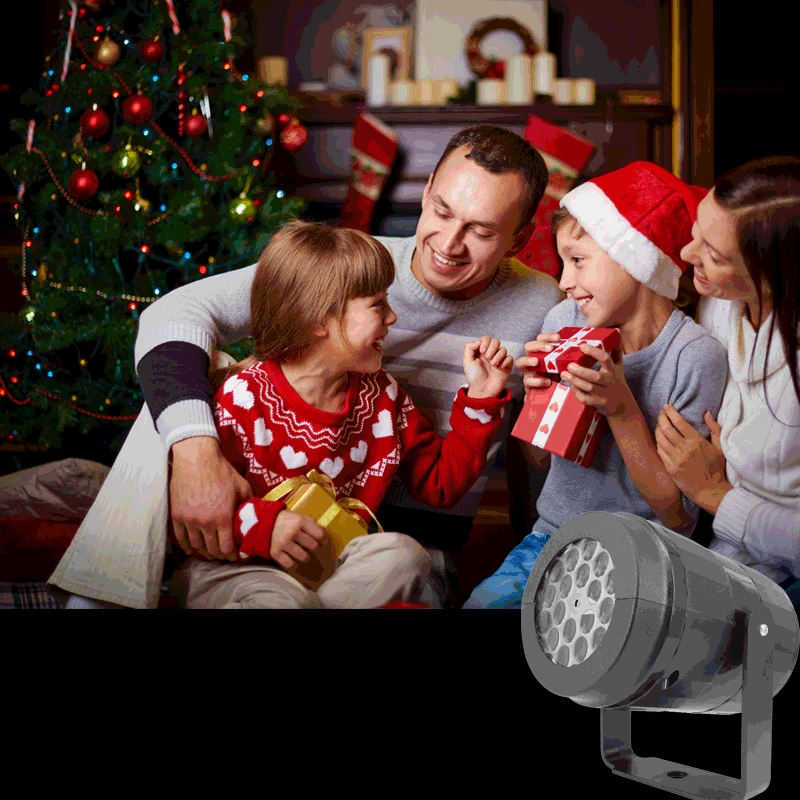 

Светодиодный лазерный проектор с 16 узорами, рождественское и новогоднее украшение, снежинка, лось, проекционная лампа, сценическое комнатн...